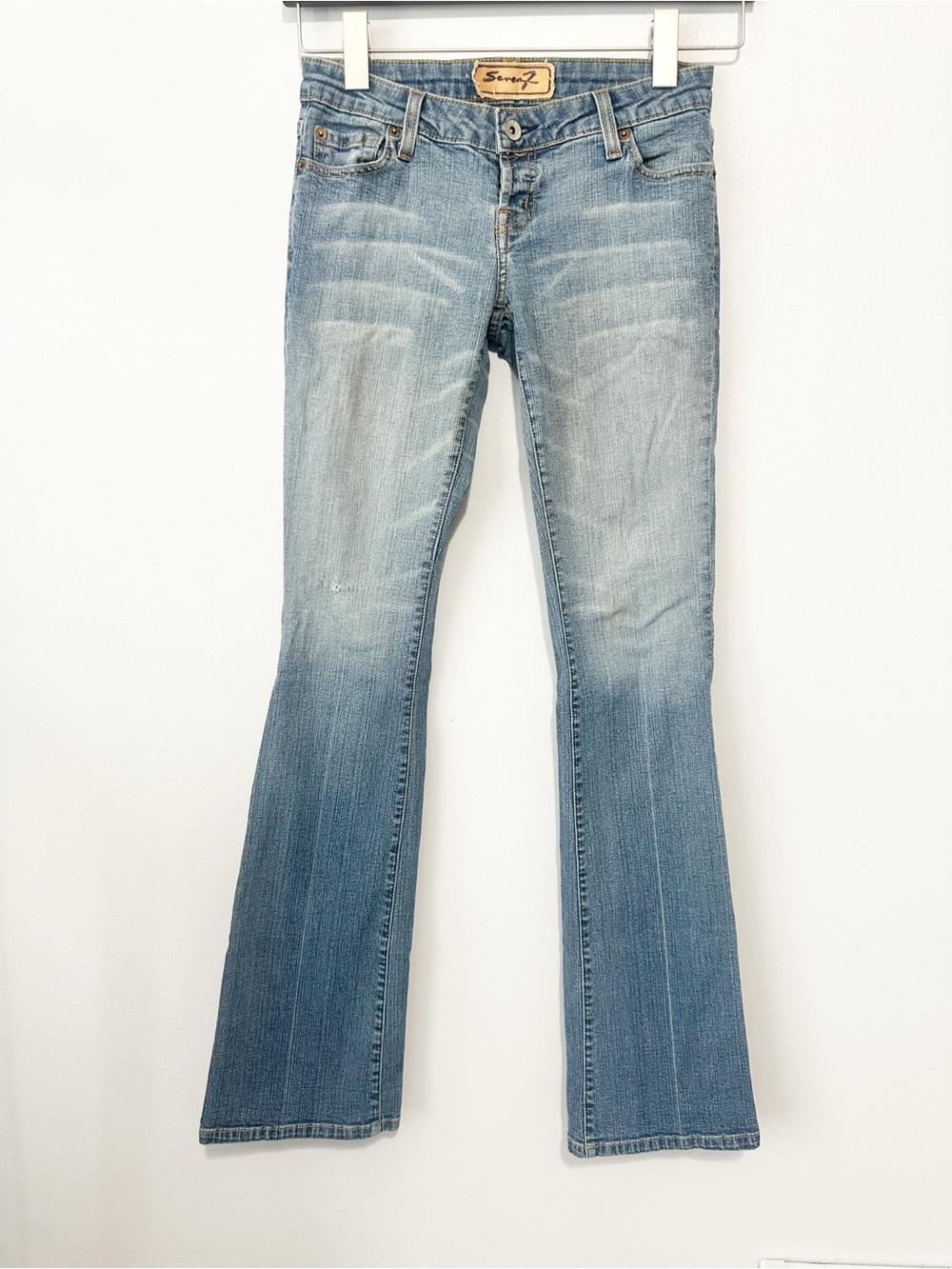 Seven7 super low rise Flare Jeans blue stretch denim size 26 vintage Y2K